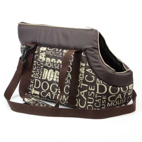 HobbyDog Nice hnědá taška pro psa s nápisy Dle váhy psa: do 4 kg