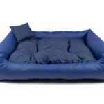 Delux modrý kožený pelech pro psa s polštářkem Rozměr (cm): 130 x 110