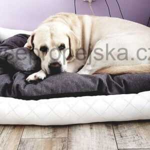 Delux bílý kožený pelech pro psa s polštářkem Rozměr (cm): 130 x 110