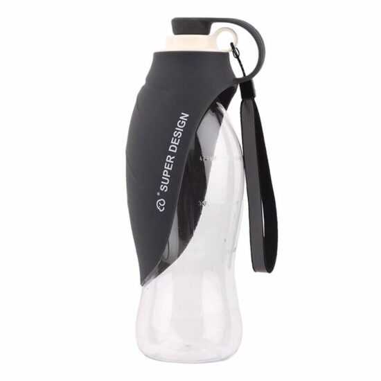 Portable cestovní láhev pro psa se silikonovou miskou 580 ml Barva: Černá