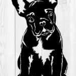 Francouzský buldoček 7 dřevěná dekorace na zeď Rozměr (cm): 38 x 21