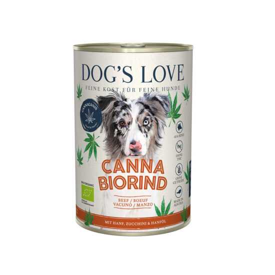 DOG'S LOVE Canna BIO hovězí s konopím 12 × 400 g