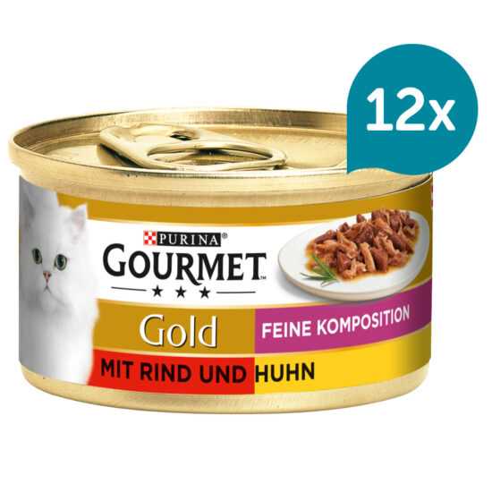 Gourmet Gold Feine Komposition hovězí a kuřecí maso 12 × 85 g