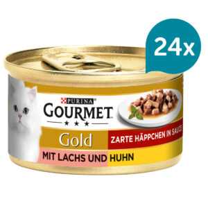 Gourmet Gold jemné kousky – losos a kuřecí 24 × 85 g