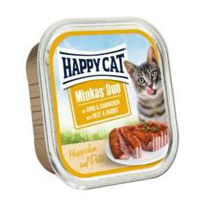 Happy Cat Paté s kousky hovězího masa a králíka
