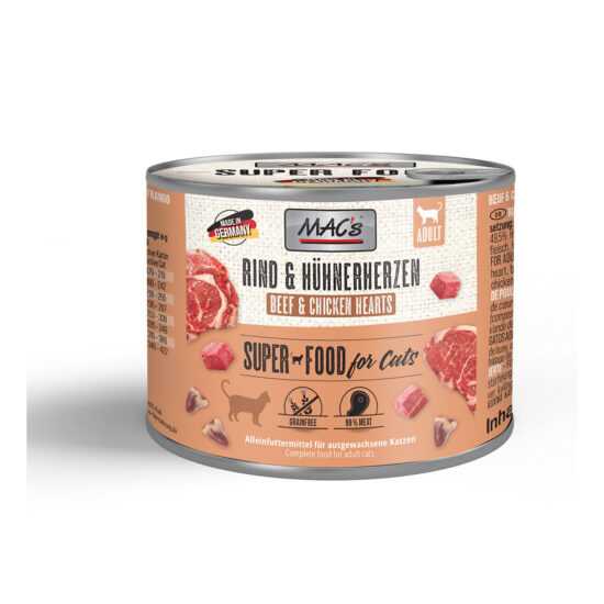 MAC's Cat s masovým menu – hovězí a kuřecí srdce 6 × 200 g MAC's Cat s masovým menu – hovězí a kuřecí srdce 6 × 200 g