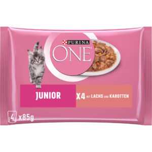 PURINA ONE JUNIOR krmivo pro koťata v kapsičce s omáčkou s lososem 12× 4× 85 g