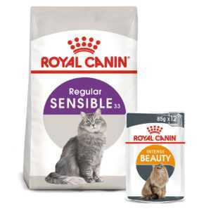 ROYAL CANIN SENSIBLE granule 10 kg + INTENSE BEAUTY kapsička 48× 85 g