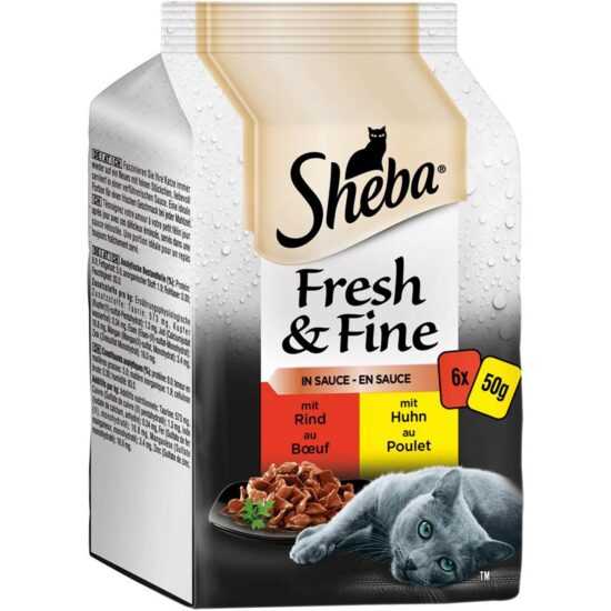 Sheba Fresh & Fine v omáčce s hovězím a kuřecím masem 72 × 50 g